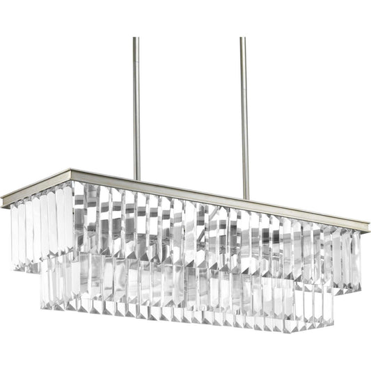 Glimmer Four Light Island Pendant in Silver Ridge