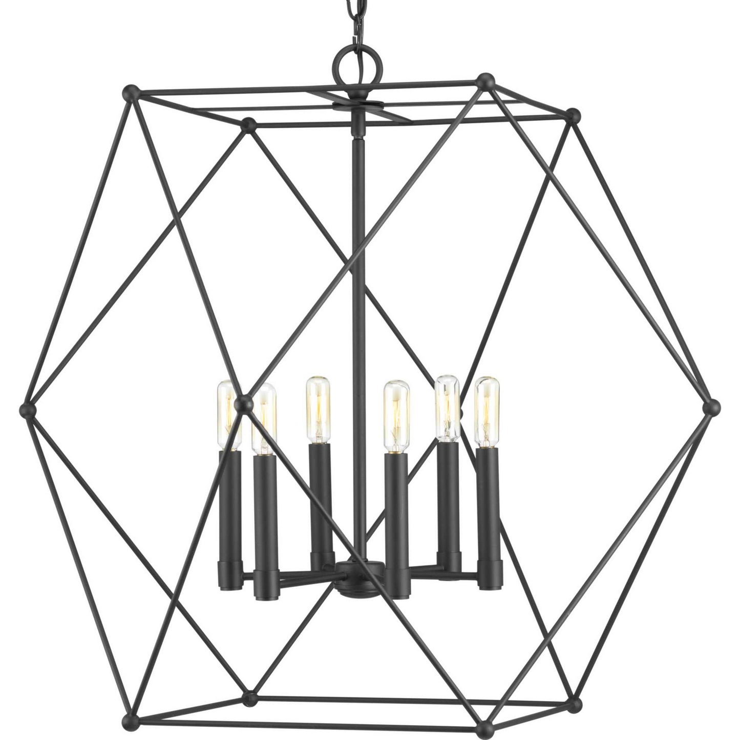 Spatial Six Light Pendant in Black