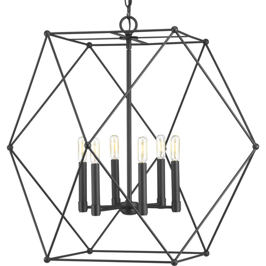 Spatial Six Light Pendant in Black
