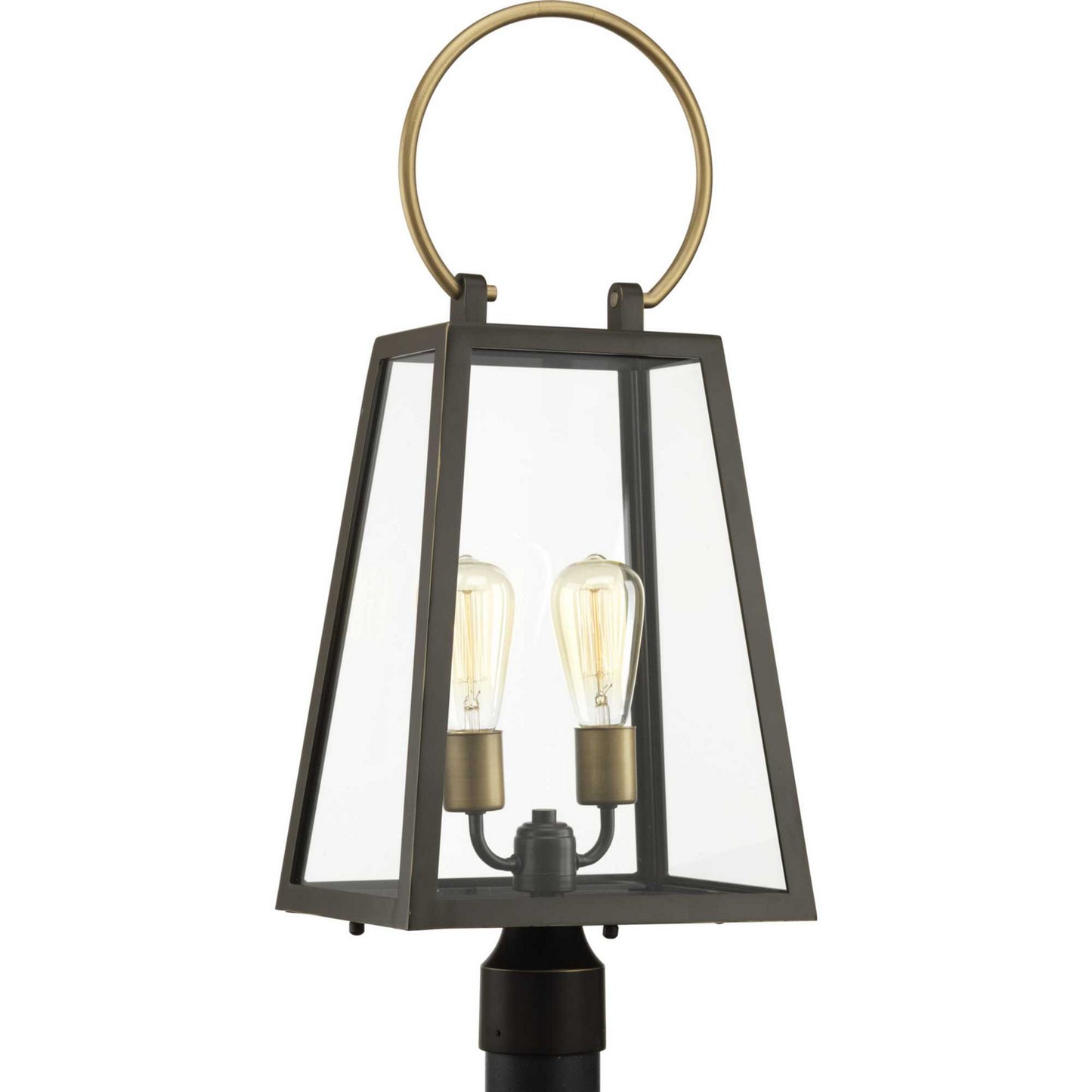 Barnett Two Light Post Lantern in Antique Bronze