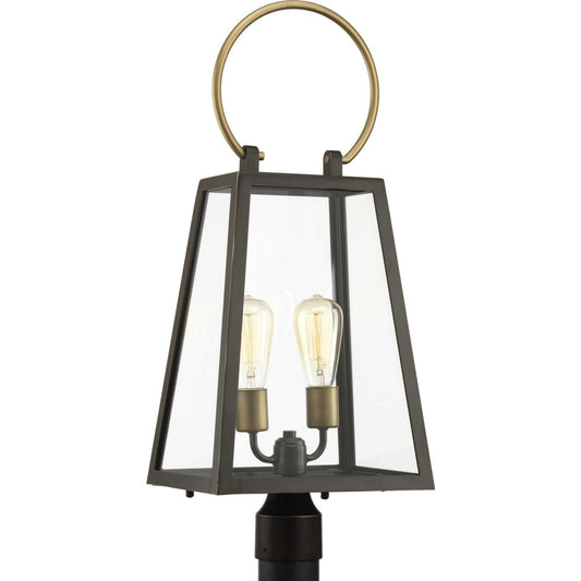 Barnett Two Light Post Lantern in Antique Bronze