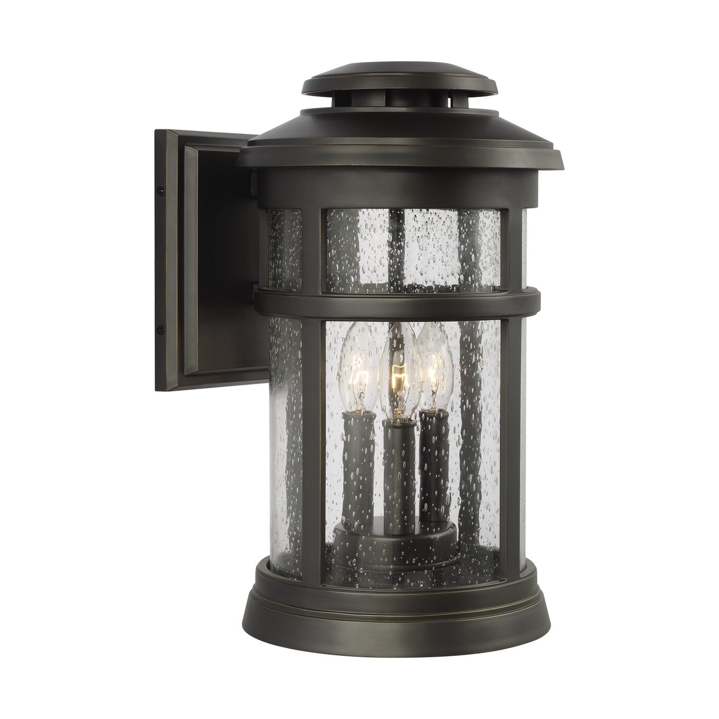 Newport Three Light Outdoor Wall Lantern in Antique Bronze