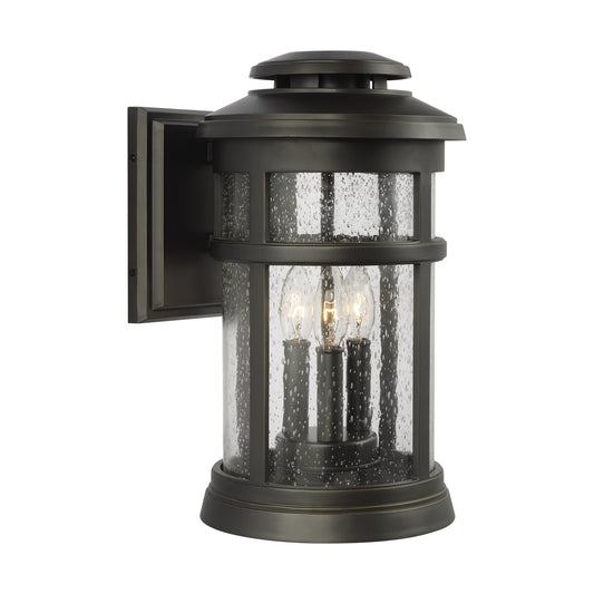 Newport Three Light Outdoor Wall Lantern in Antique Bronze