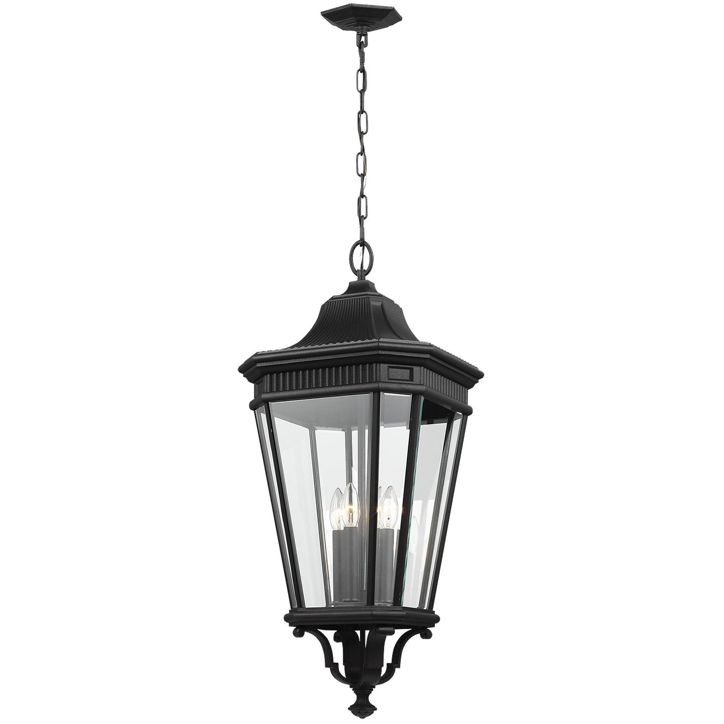 Cotswold Lane Four Light Hanging Lantern in Black
