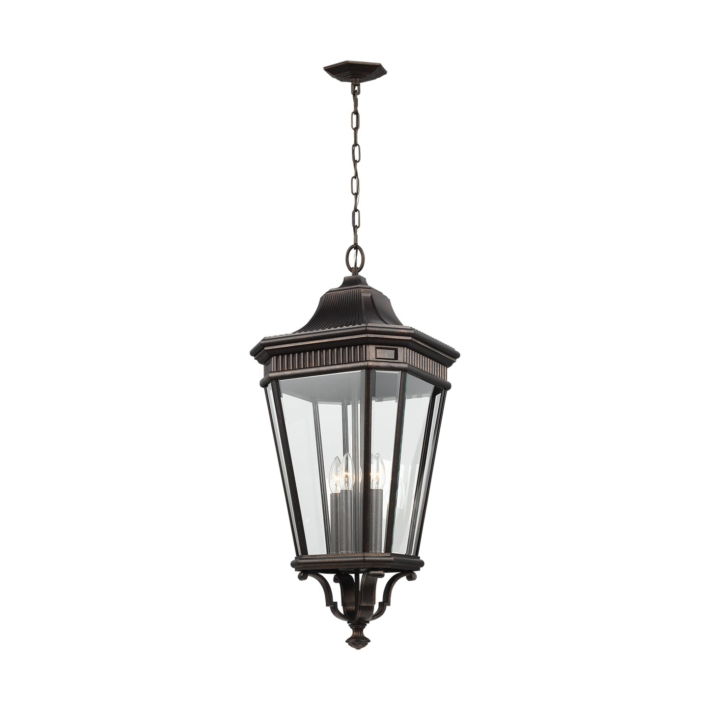 Cotswold Lane Four Light Hanging Lantern in Grecian Bronze