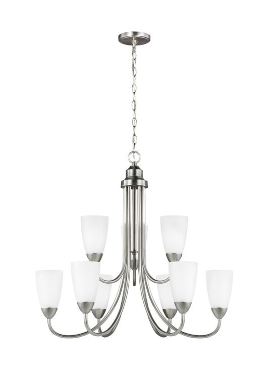 Seville Nine Light Chandelier in Brushed Nickel