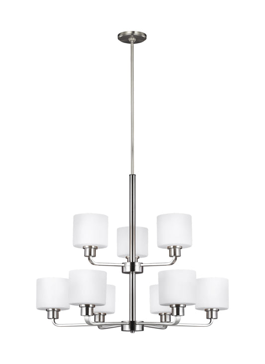 Canfield Nine Light Chandelier in Brushed Nickel