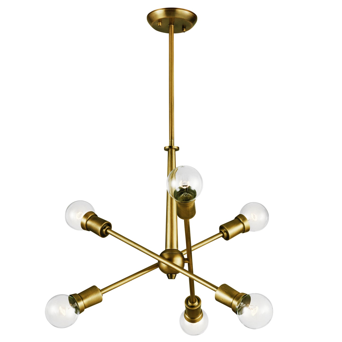 Armstrong Six Light Chandelier in Natural Brass
