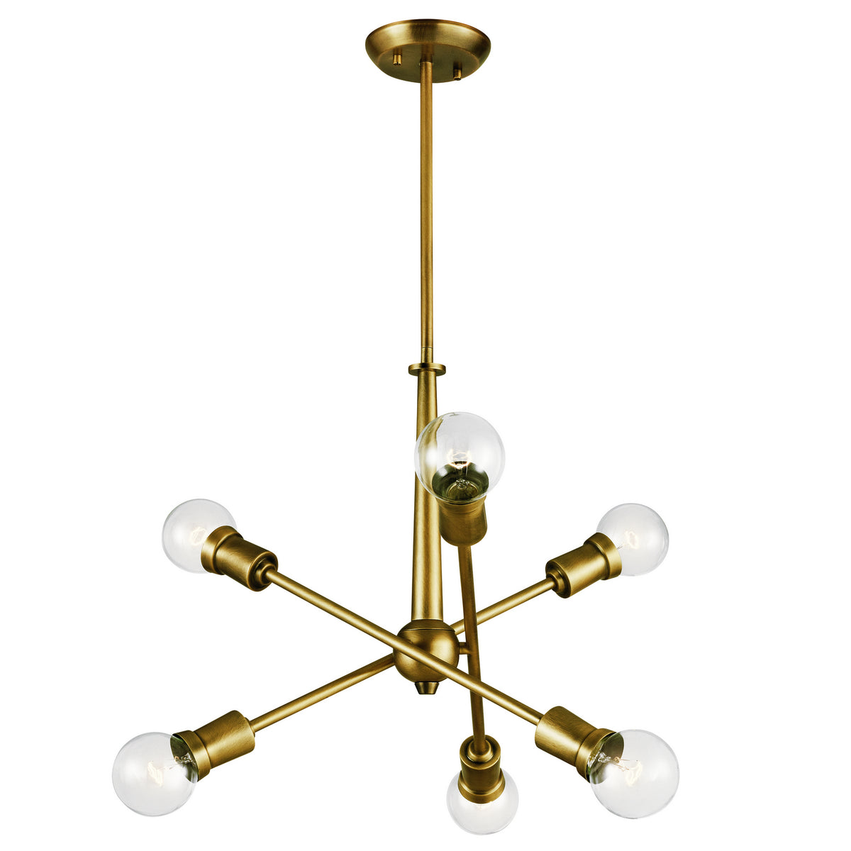 Armstrong Six Light Chandelier in Natural Brass