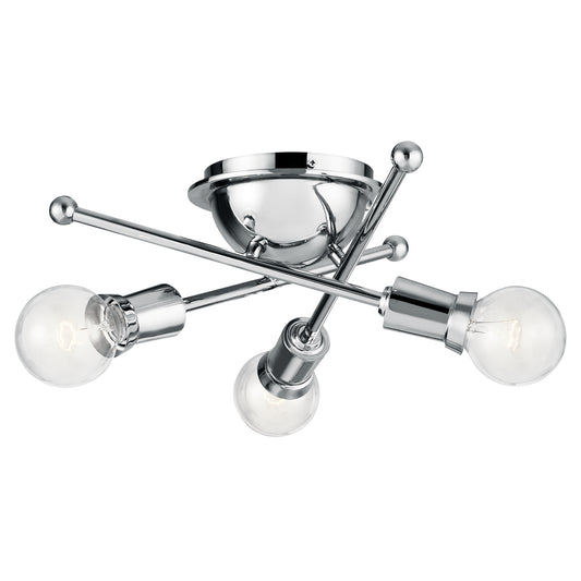 Armstrong Three Light Flush Mount in Chrome
