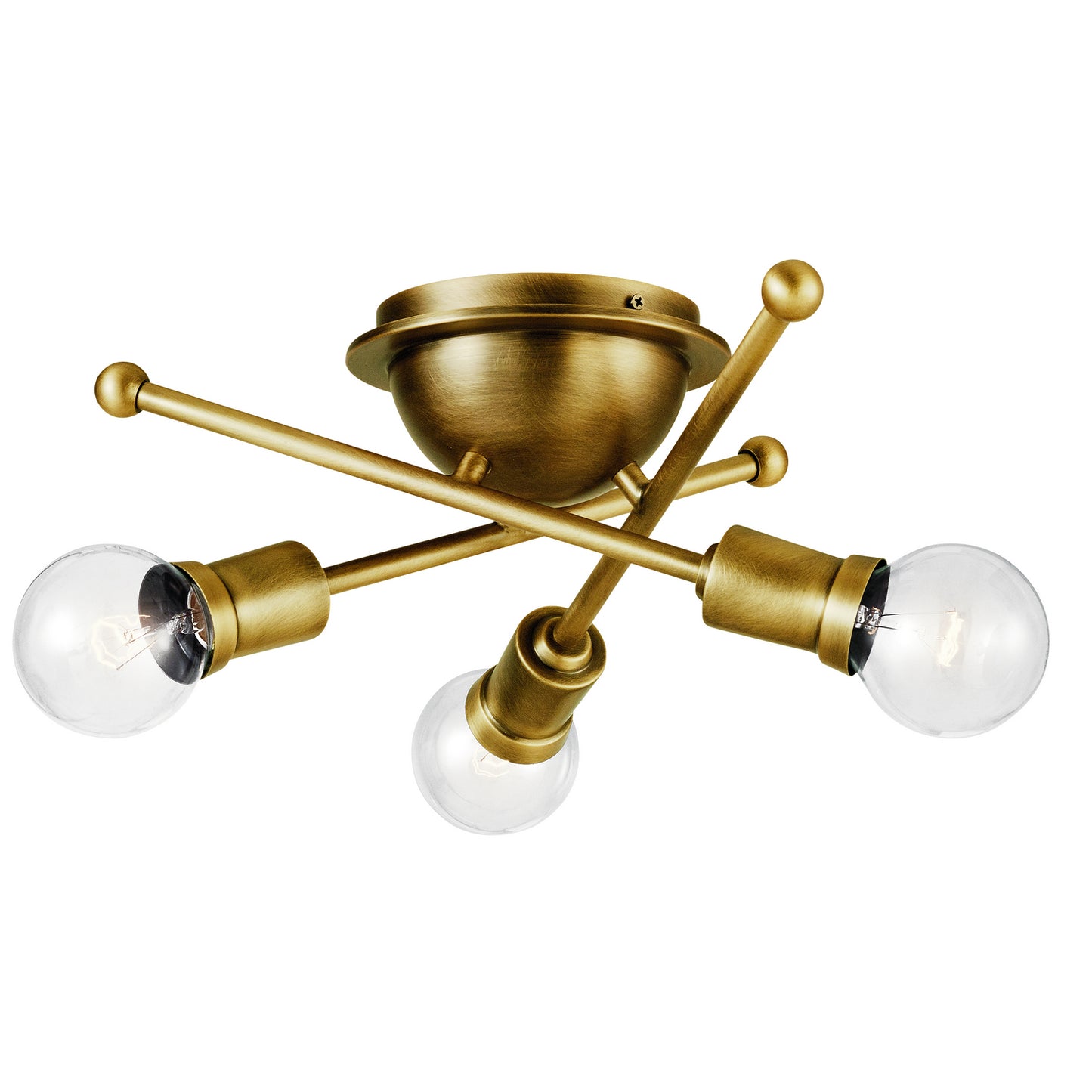 Armstrong Three Light Flush Mount in Natural Brass