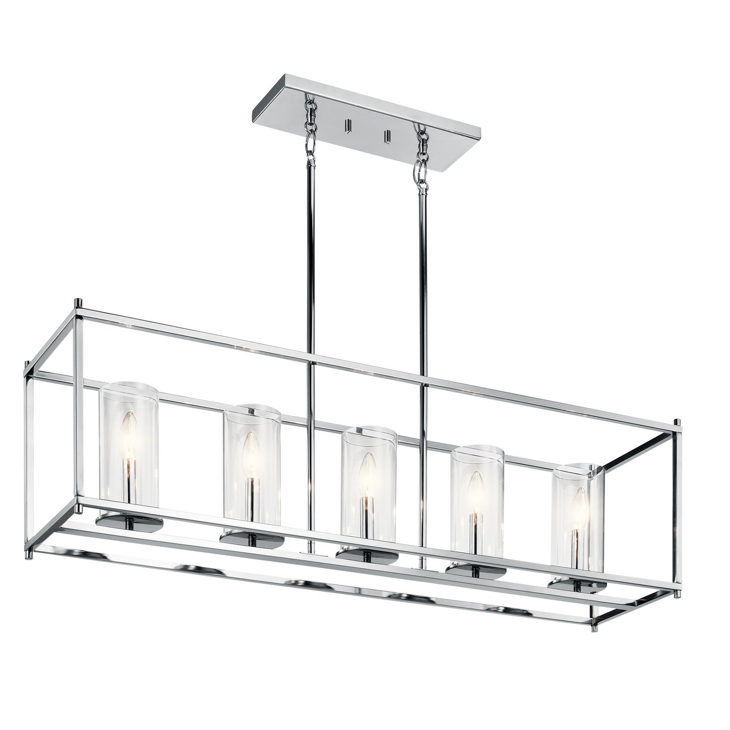 Crosby Five Light Linear Chandelier in Chrome