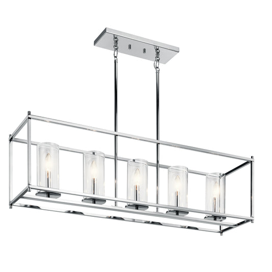 Crosby Five Light Linear Chandelier in Chrome