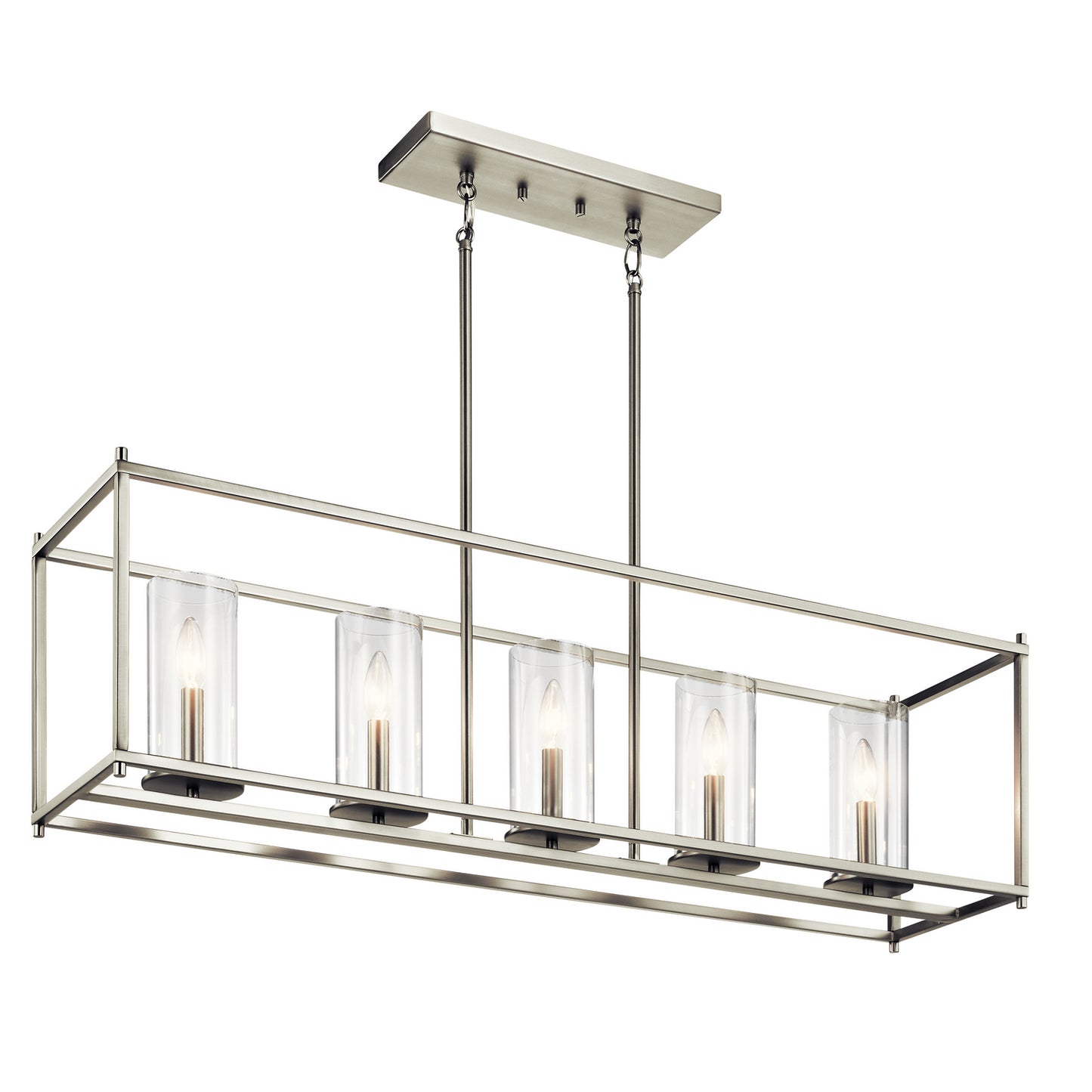 Crosby Five Light Linear Chandelier in Brushed Nickel