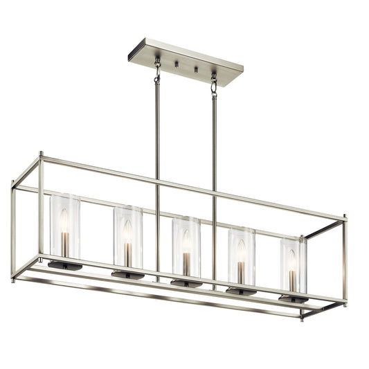 Crosby Five Light Linear Chandelier in Brushed Nickel