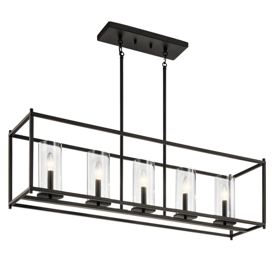 Crosby Five Light Linear Chandelier in Olde Bronze