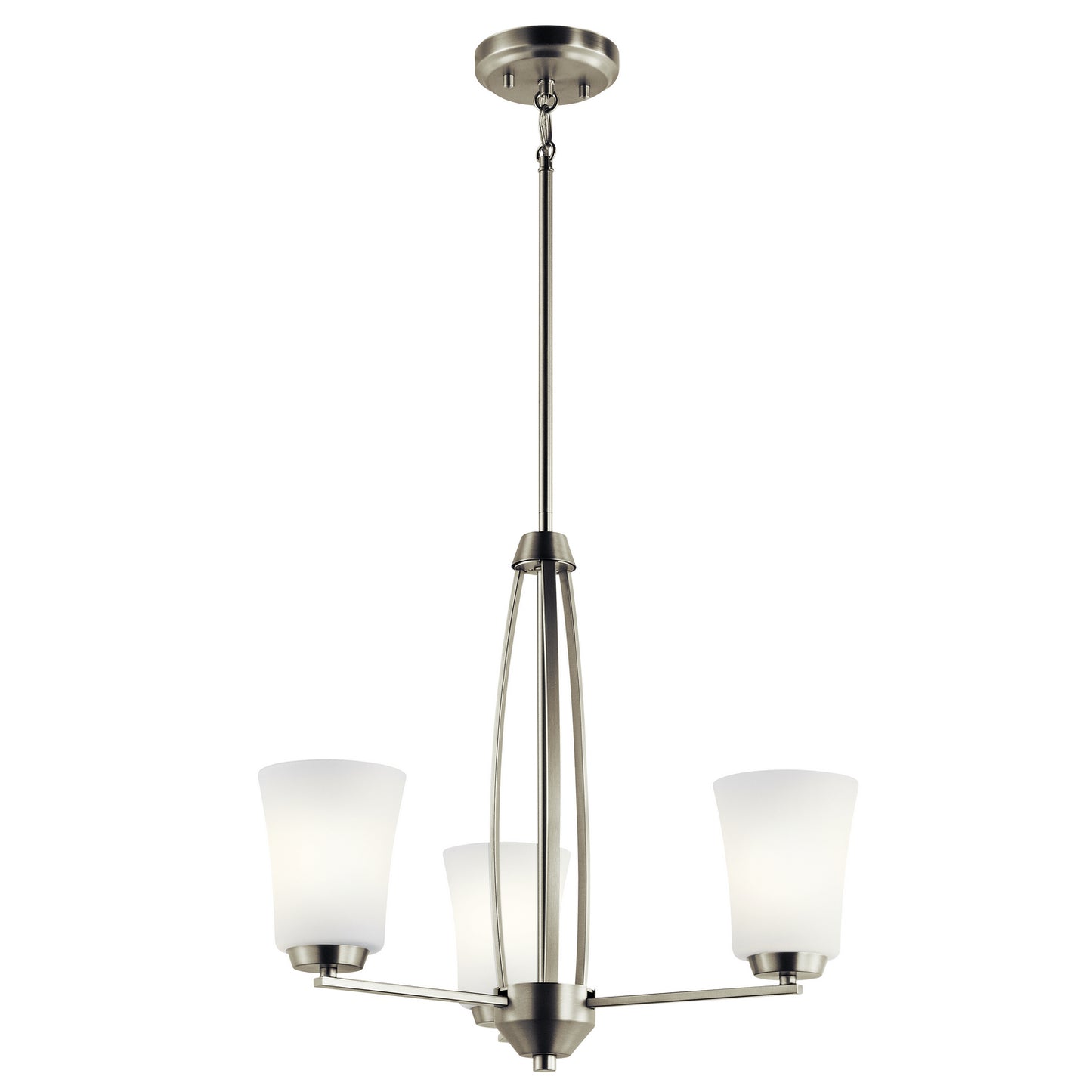 Tao Three Light Chandelier in Brushed Nickel