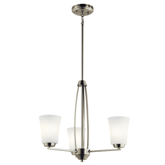 Tao Three Light Chandelier in Brushed Nickel
