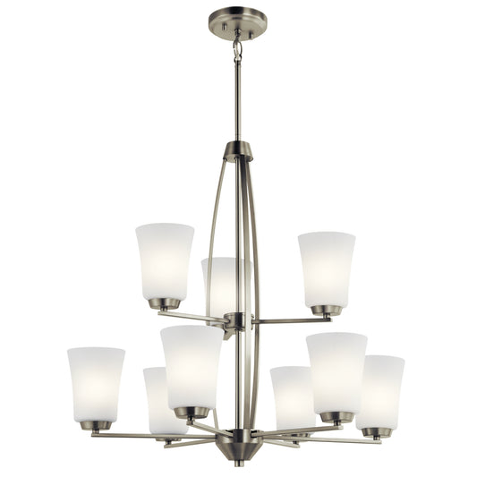 Tao Nine Light Chandelier in Brushed Nickel