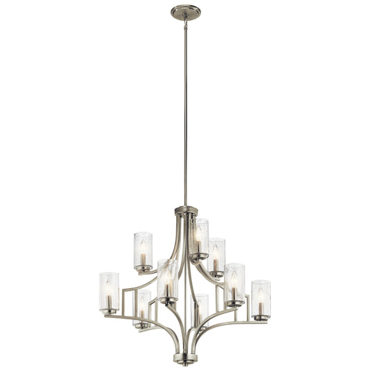 Vara Nine Light Chandelier in Brushed Nickel
