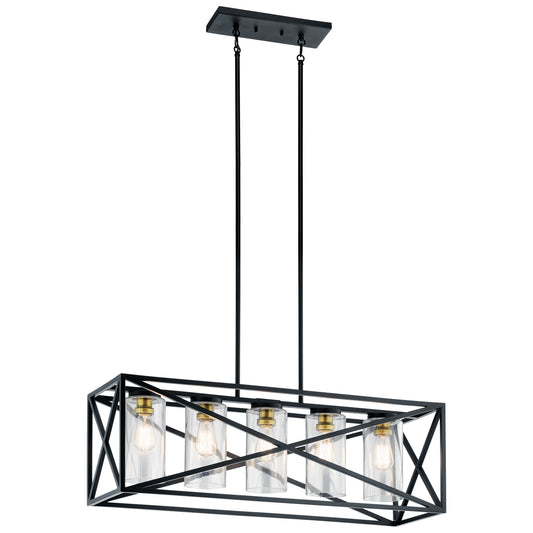 Moorgate Five Light Linear Chandelier in Black