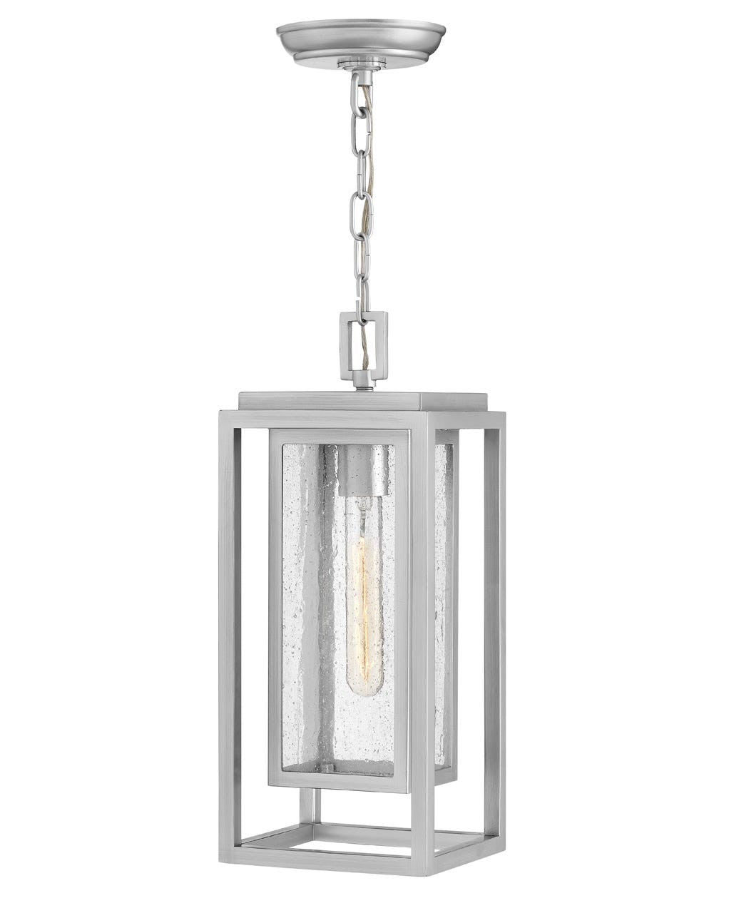 Republic LED Hanging Lantern in Satin Nickel