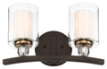 Studio 5 Two Light Bath in Painted Bronze w/Natural Brushed Brass