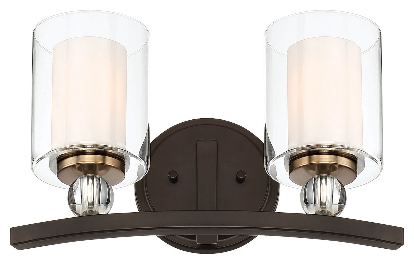 Studio 5 Two Light Bath in Painted Bronze w/Natural Brushed Brass