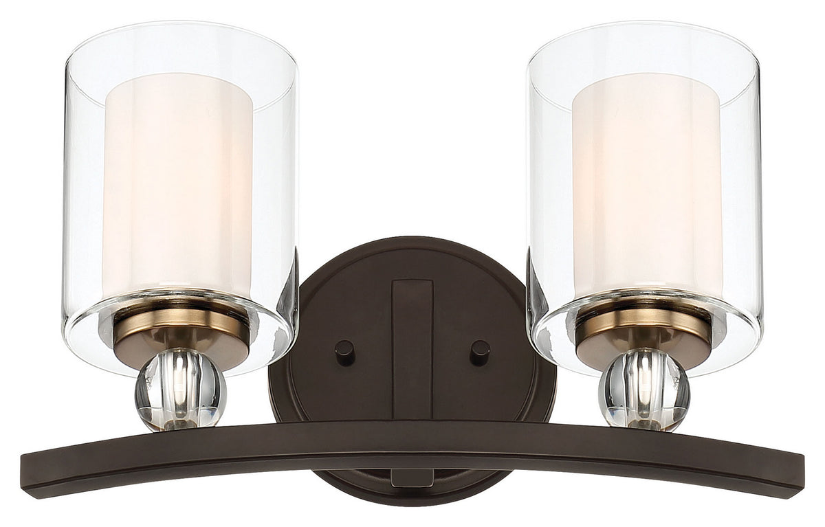 Studio 5 Two Light Bath in Painted Bronze w/Natural Brushed Brass