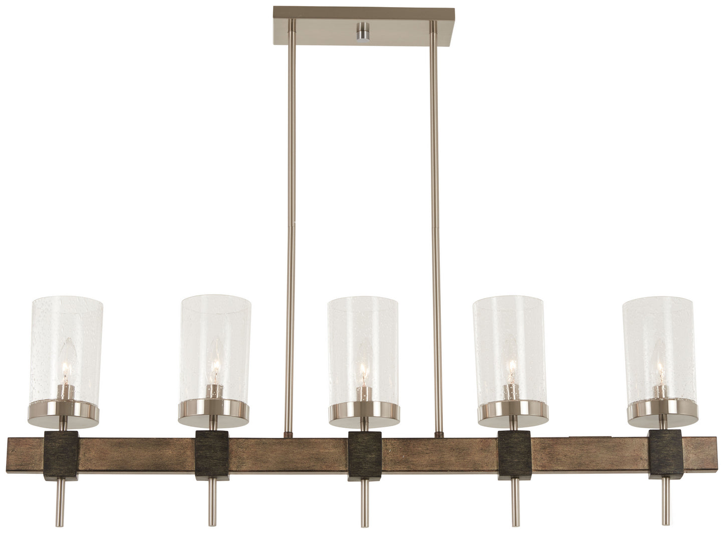 Bridlewood Five Light Island Pendant in Stone Grey w/Brushed Nickel
