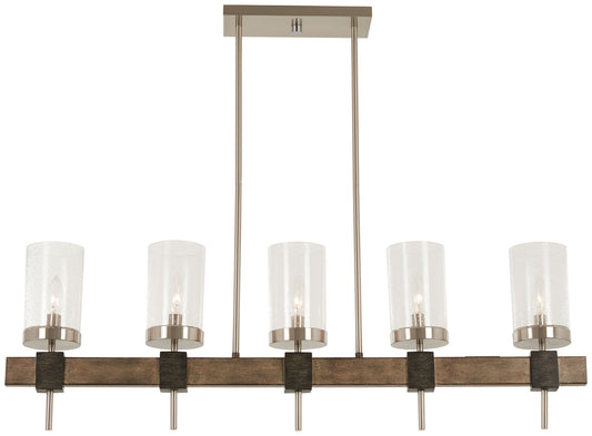 Bridlewood Five Light Island Pendant in Stone Grey w/Brushed Nickel