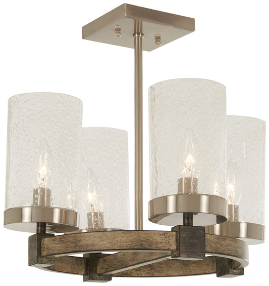 Bridlewood Four Light Semi Flush Mount in Stone Grey w/Brushed Nickel