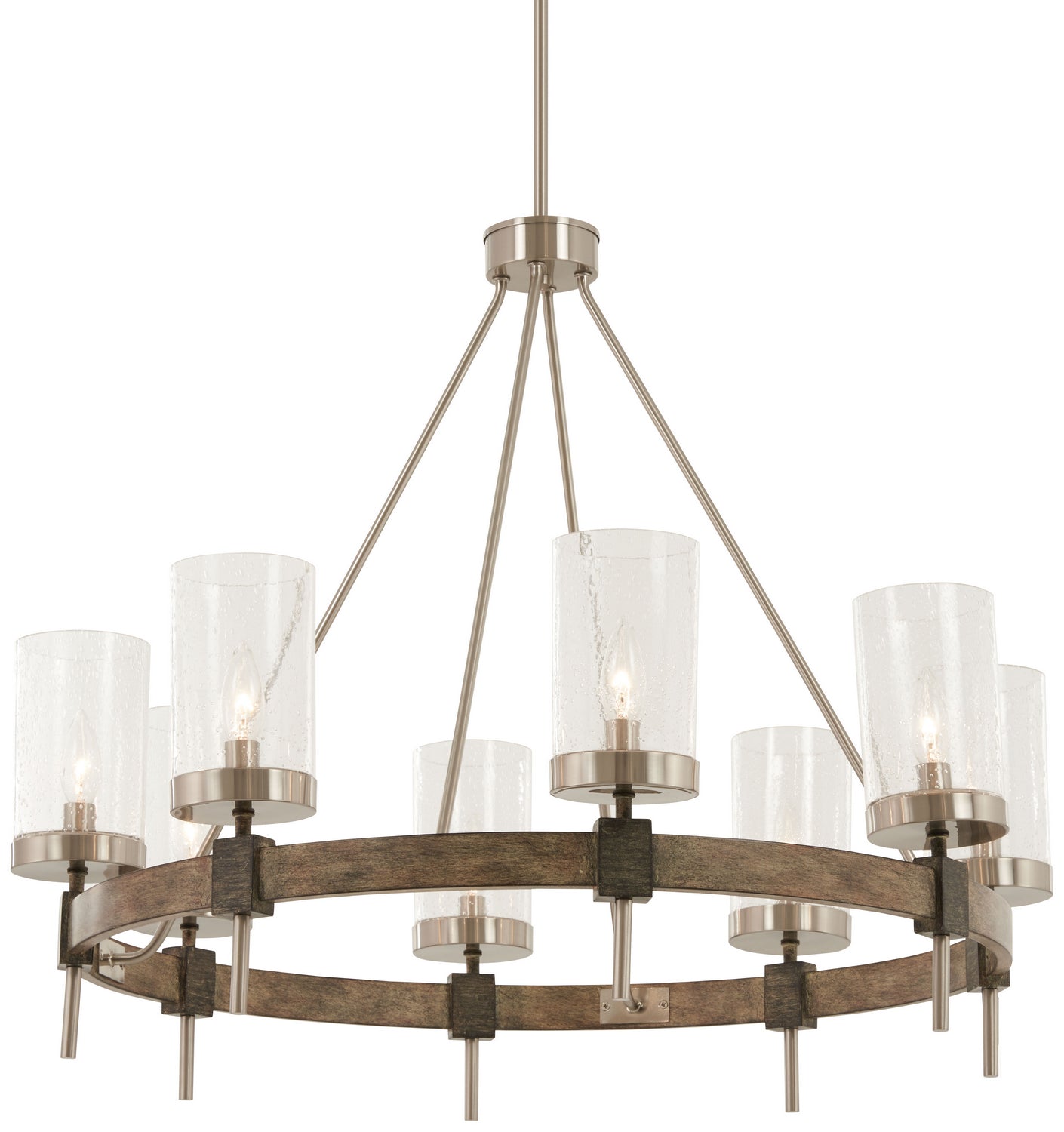 Bridlewood Eight Light Chandelier in Stone Grey w/Brushed Nickel
