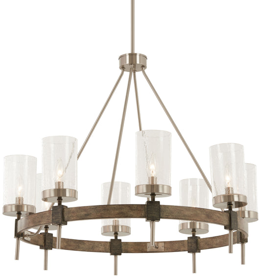 Bridlewood Eight Light Chandelier in Stone Grey w/Brushed Nickel