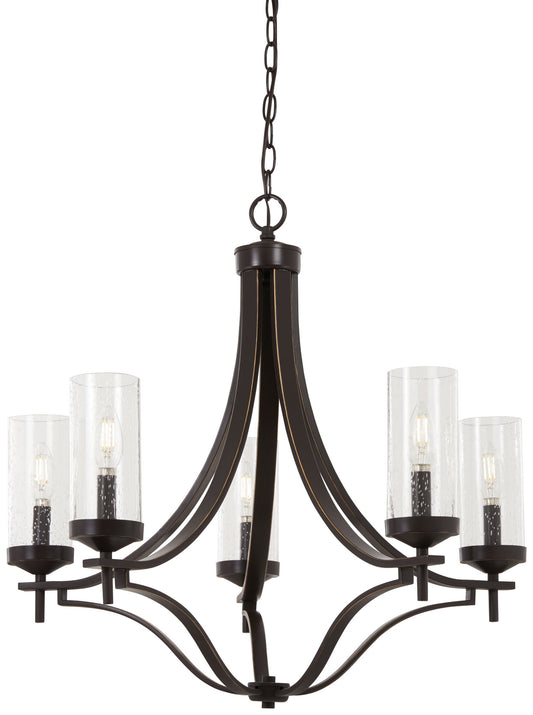 Elyton Five Light Chandelier in Downtown Bronze w/Gold Highlights