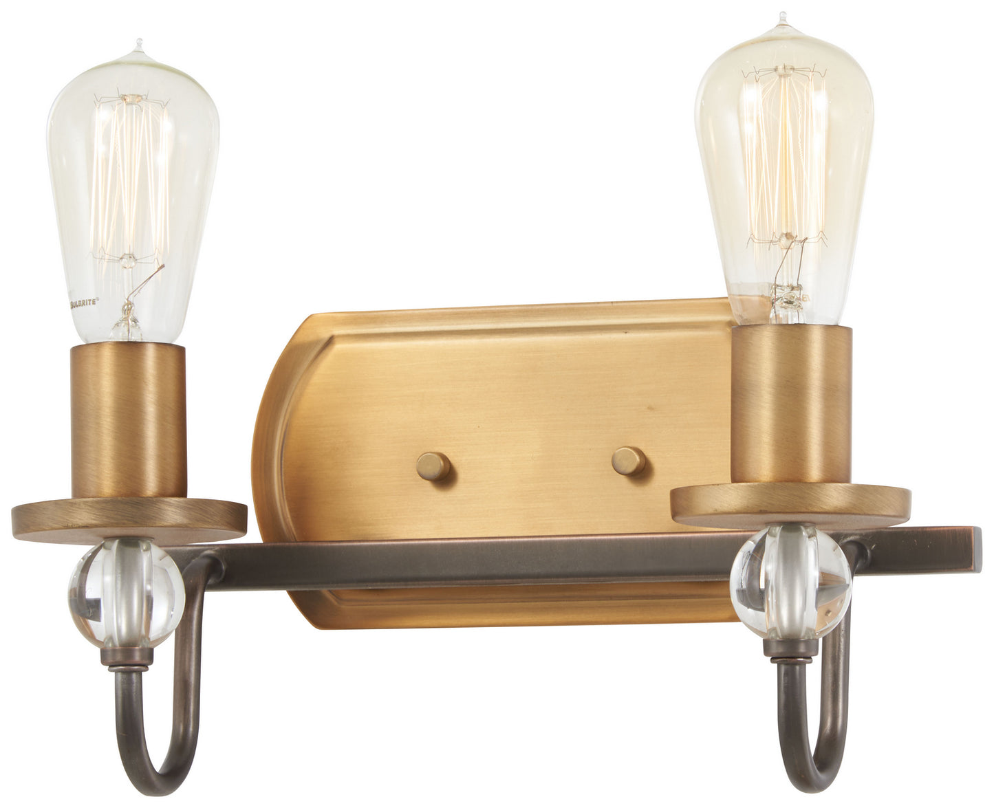 Safra Two Light Bath in Harvard Court Bronze w/Natural Brushed Brass