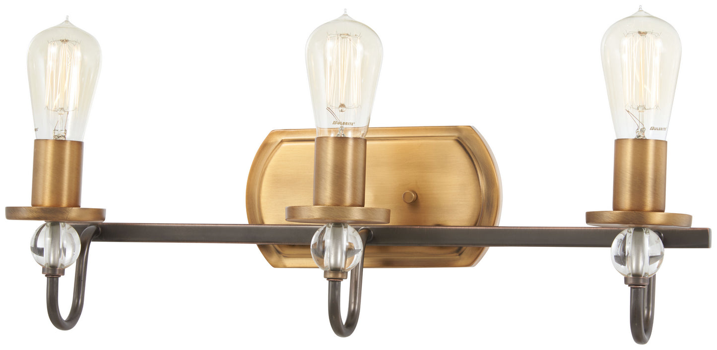 Safra Three Light Bath in Harvard Court Bronze w/Natural Brushed Brass