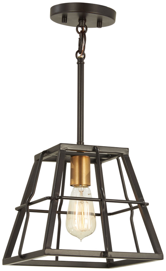 Keely Calle One Light Mini Pendant in Painted Bronze w/Natural Brushed Brass