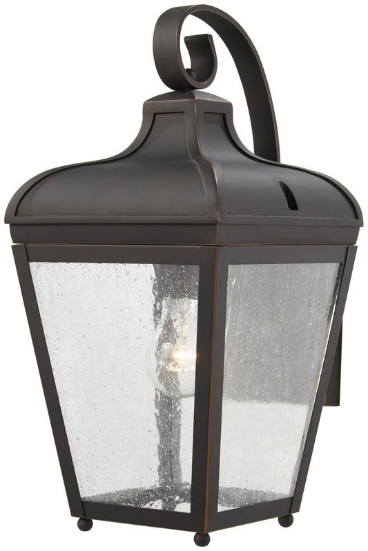 Marquee One Light Outdoor Wall Mount in Oil Rubbed Bronze w/Gold Highlights
