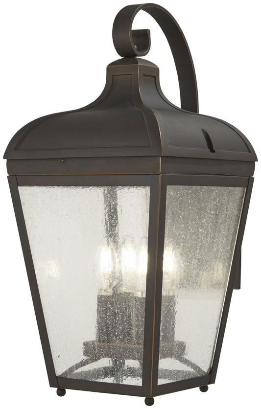 Marquee Four Light Outdoor Wall Mount in Oil Rubbed Bronze w/Gold Highlights