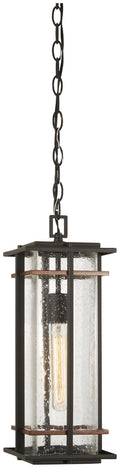 San Marcos One Light Outdoor Chain Hung Lantern in Black w/Antique Copper