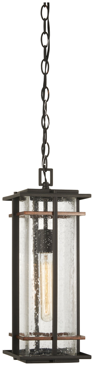 San Marcos One Light Outdoor Chain Hung Lantern in Black w/Antique Copper