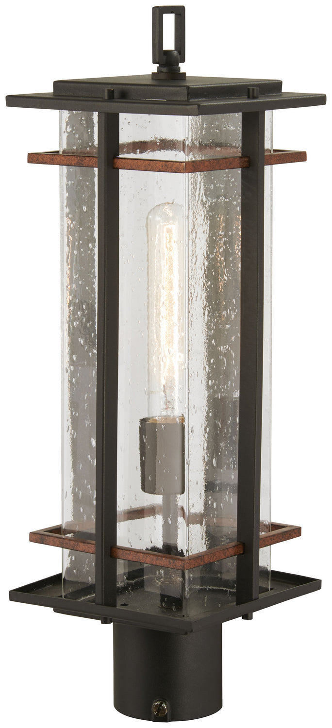 San Marcos One Light Outdoor Post Mount in Black w/Antique Copper