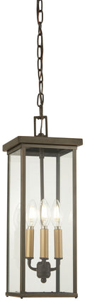 Casway Four Light Chain Hung Lantern in Oil Rubbed Bronze w/Gold Highlights
