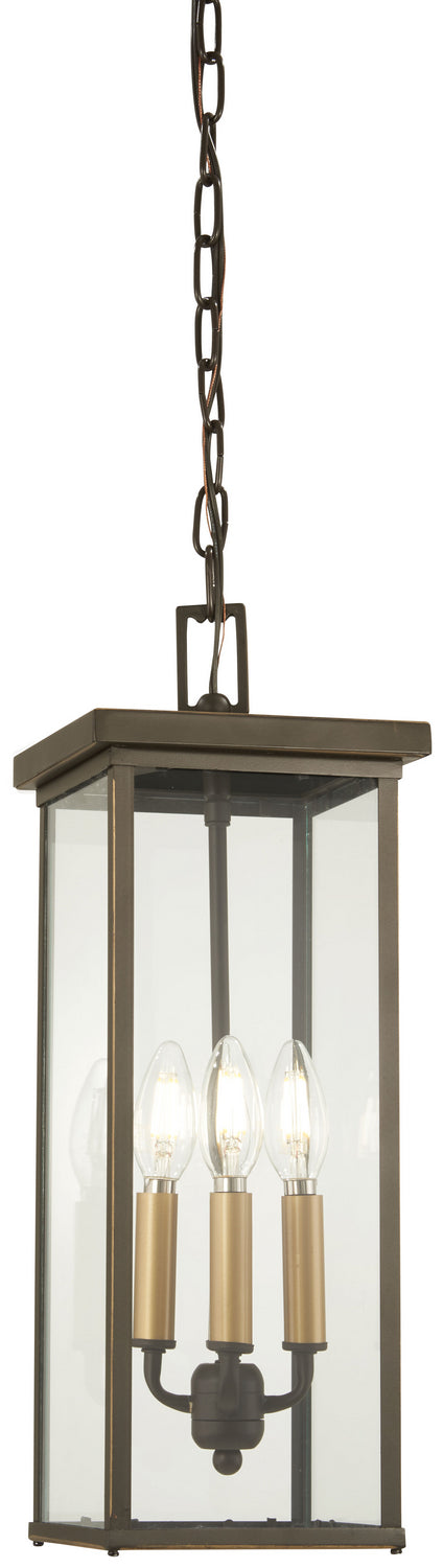 Casway Four Light Chain Hung Lantern in Oil Rubbed Bronze w/Gold Highlights