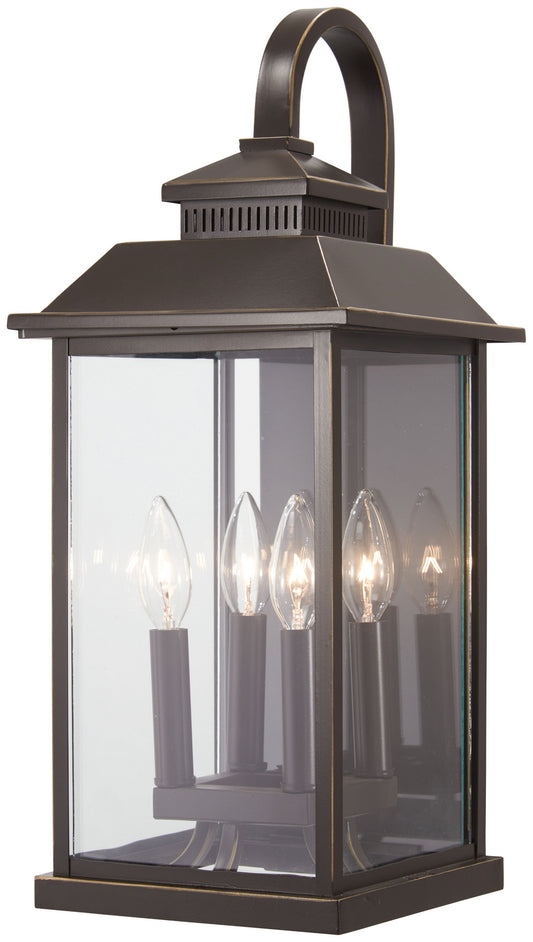 Miner's Loft Four Light Outdoor Wall Mount in Oil Rubbed Bronze w/Gold Highlights