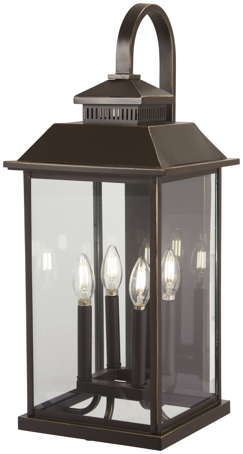 Miner's Loft Four Light Outdoor Wall Mount in Oil Rubbed Bronze w/Gold Highlights