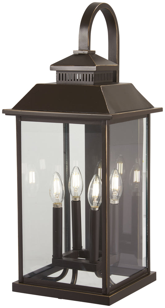 Miner's Loft Four Light Outdoor Wall Mount in Oil Rubbed Bronze w/Gold Highlights