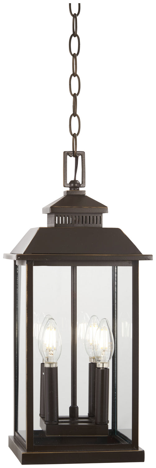Miner's Loft Four Light Chain Hung Lantern in Oil Rubbed Bronze w/Gold Highlights