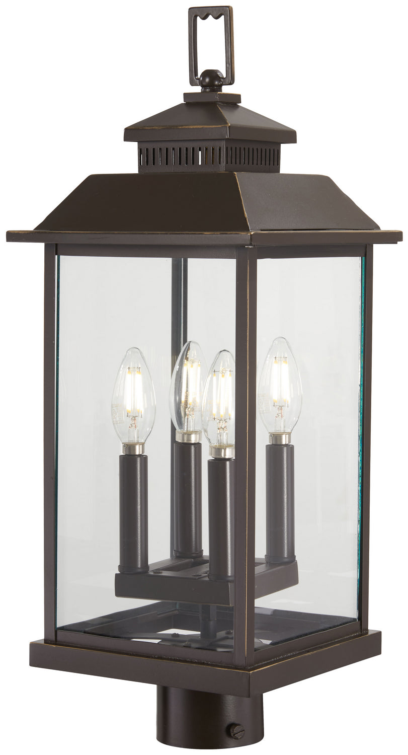 Miner's Loft Four Light Post Mount in Oil Rubbed Bronze w/Gold Highlights